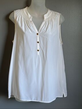 Lilly Pulitzer 100% silk sleeveless white ivory blouse * sz M *
